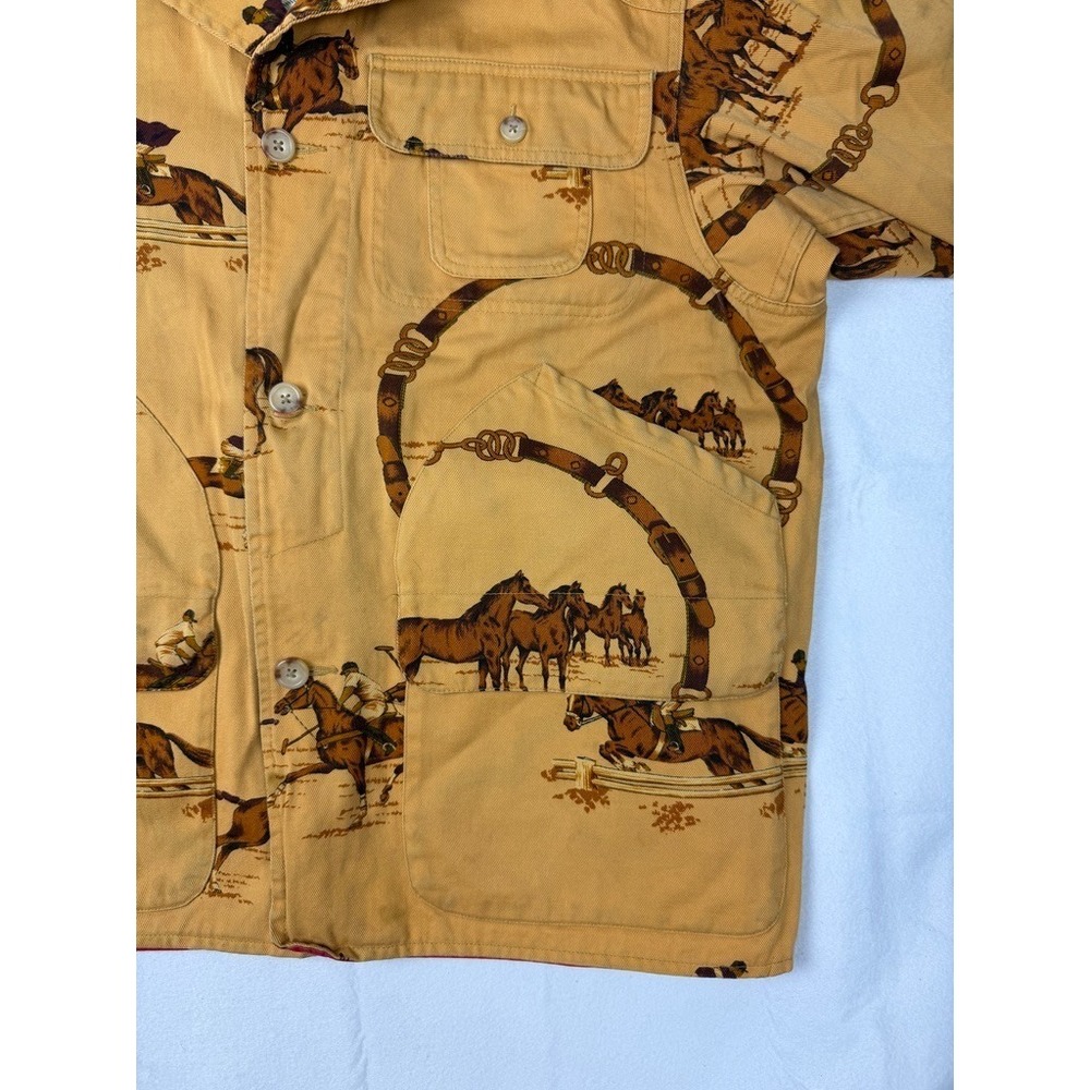 Vintage Ralph Lauren Polo Equestrian Print Chore Jacket Tan M - READ - Picture 7 of 16